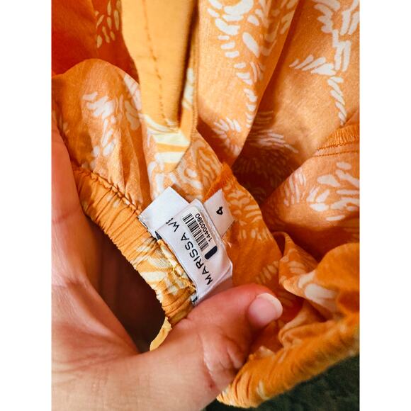 MARISSA WEBB x RTR Orange Botanical Print Tie Back Flutter Sleeve Midi Dress 4 - Picture 11 of 14